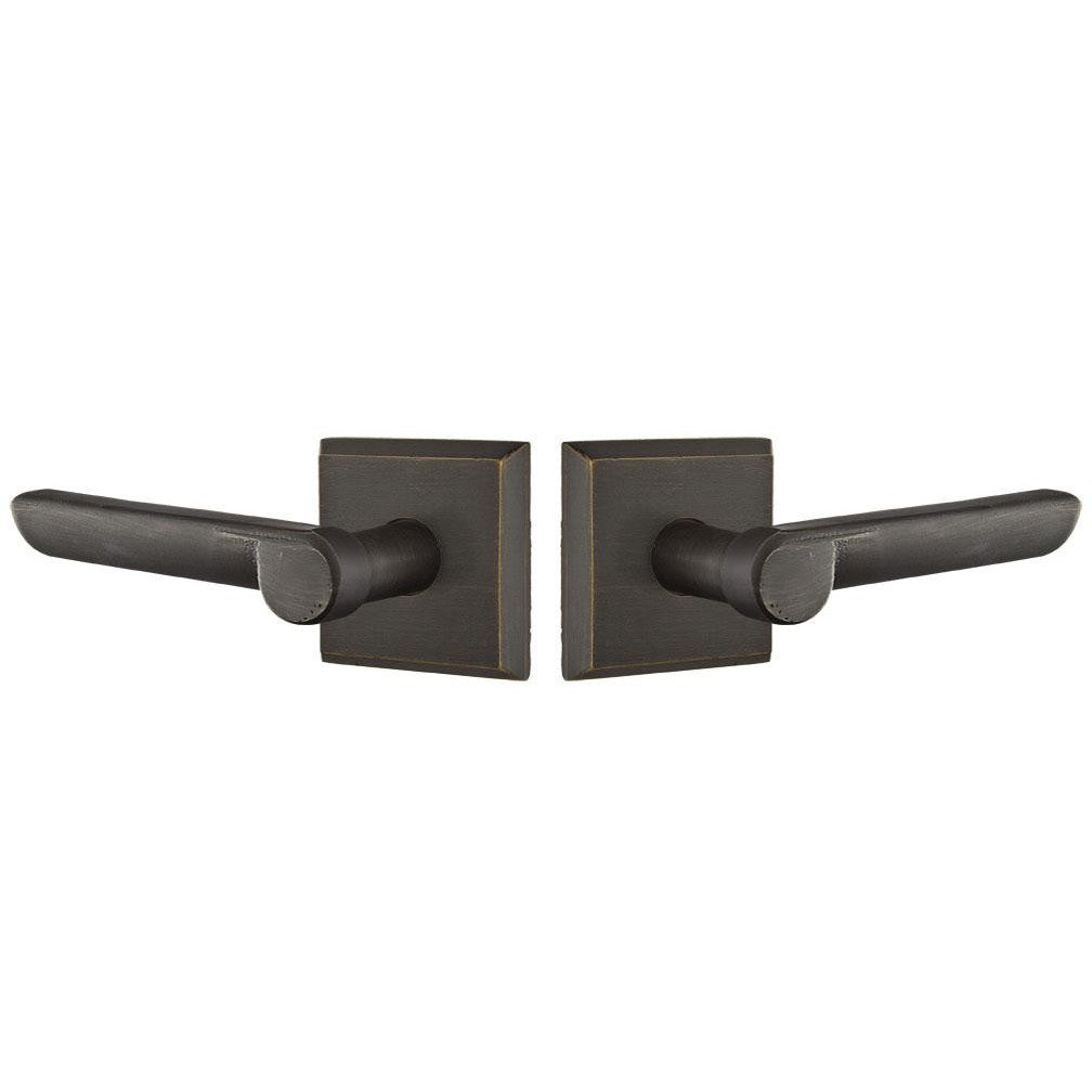 Sandcast Aurora Lever With Square Rosette EMTEK