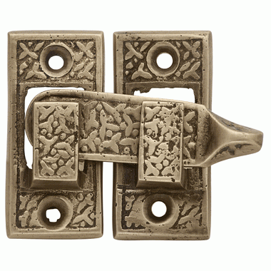 Solid Brass Rice Pattern Cabinet Latch (Several Finishes Available)