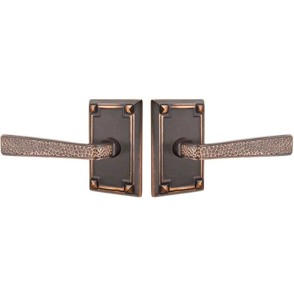 Emtek Craftsman Style Hammered Lever With Rectangular Rosette (Many Finishes Available) EMTEK