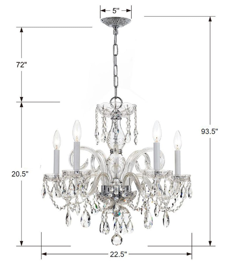 Crystorama Crystorama Traditional Crystal 5 Light Hand Cut Crystal Polished Chrome Chandelier