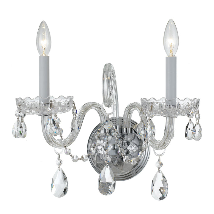 Crystorama Crystorama Traditional Crystal 2 Light Hand Cut Crystal Polished Chrome Sconce