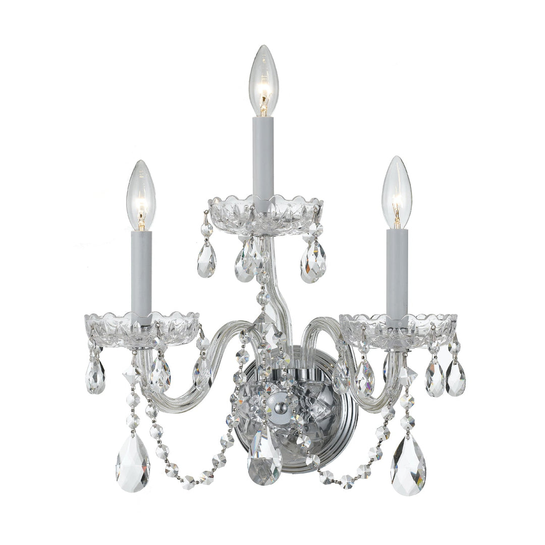 Crystorama Crystorama Traditional Crystal 3 Light Spectra Crystal Polished Chrome Sconce
