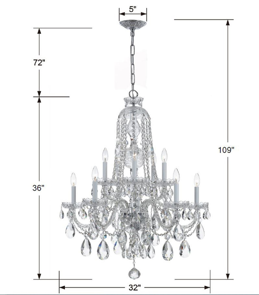 Crystorama Crystorama Traditional Crystal 10 Light Spectra Crystal Polished Chrome Chandelier