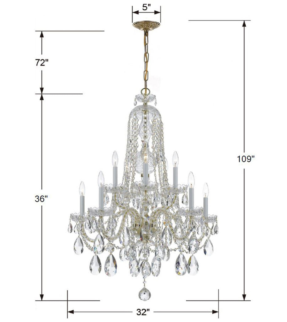 Crystorama Crystorama Traditional Crystal 10 Light Spectra Crystal Polished Brass Chandelier