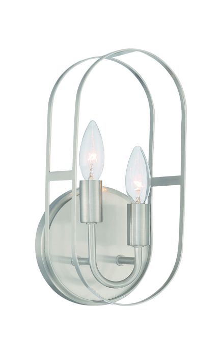 ##Antique Hardware## Mindful 2 Light Sconce in Brushed Polished Nickel