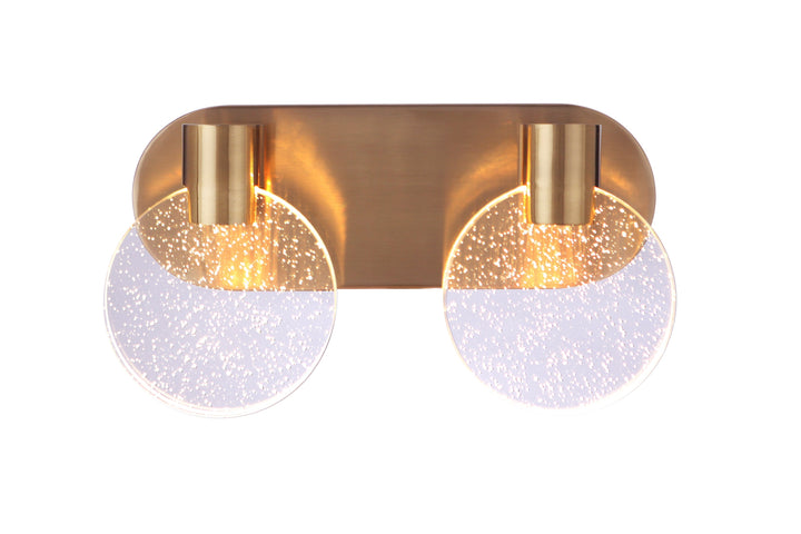 Antique Hardware Glisten 2 Light LED Vanity in Satin Brass Bath and Vanity