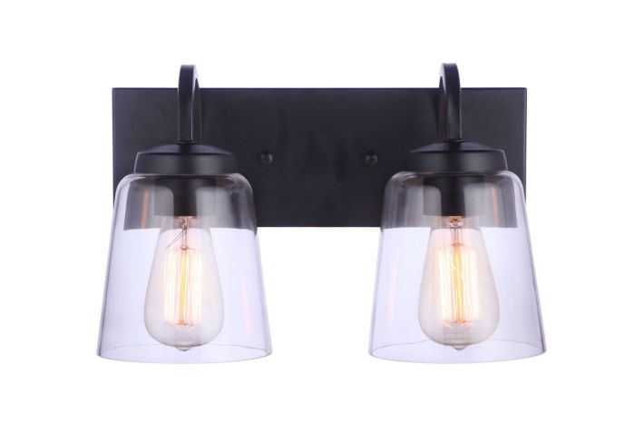 Antique Hardware Elsa 2 Light Vanity in Flat Black Bath and Vanity