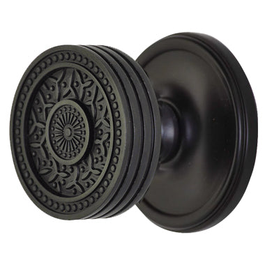 COPPER MOUNTAIN HARDWARE 2 1/4 Inch Sunburst Rice Pattern Door Knob With Victorian Rosette
