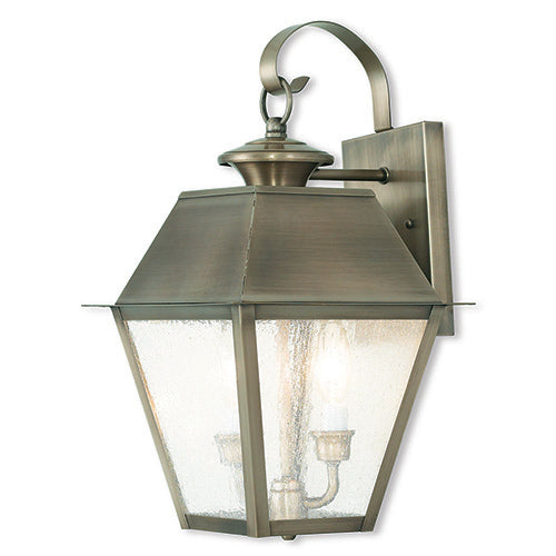 2 Light Vintage Pewter Outdoor Wall Lantern Livex