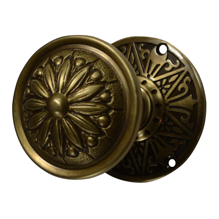 Eastlake Rosette Door Set with Floral Imprint Door Knobs (Several Finishes Available) COPPER MOUNTAIN HARDWARE