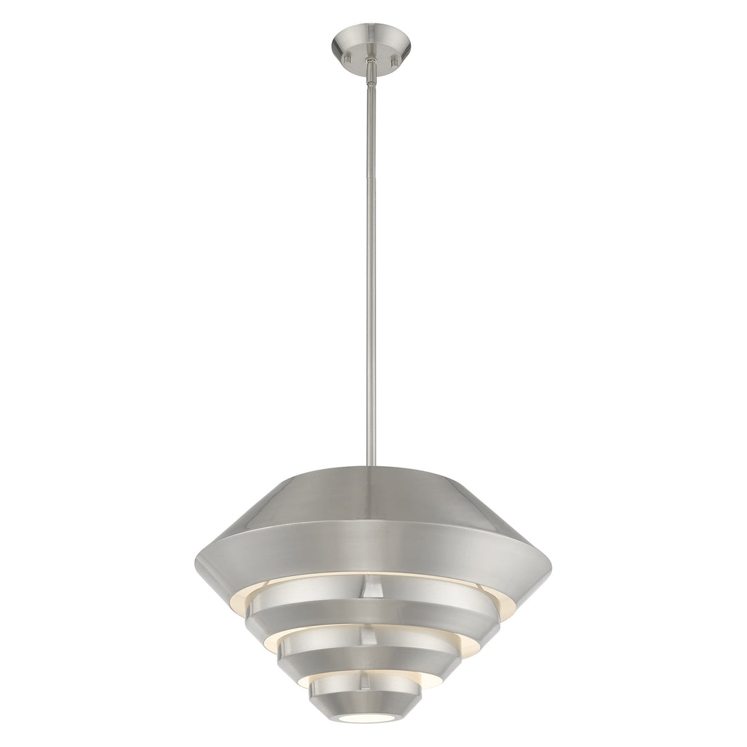 1 Light Brushed Nickel Single Pendant Pendant Livex