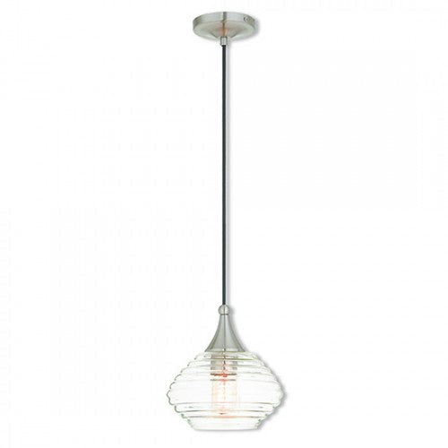 1 Light Brushed Nickel Single Pendant Pendant Livex