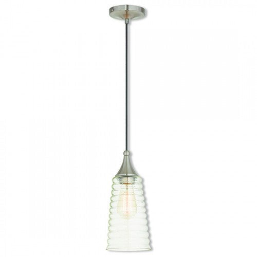 1 Light Brushed Nickel Single Pendant Pendant Livex