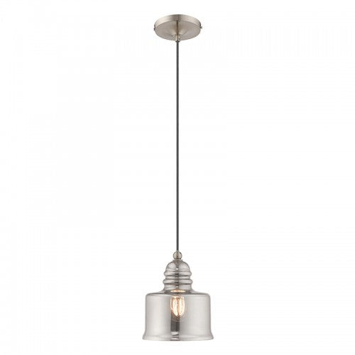 1 Light Brushed Nickel Single Pendant Pendant Livex