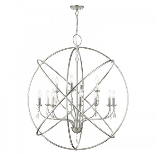 12 Light Brushed Nickel Grande Foyer Chandelier Livex