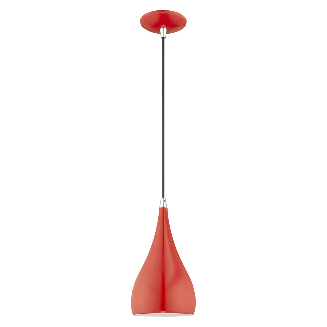 1 Light Shiny Red Single Pendant Pendant Livex