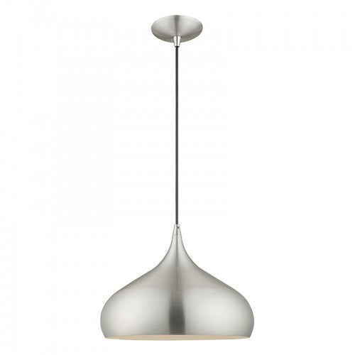1 Light Brushed Aluminum Single Pendant Pendant Livex