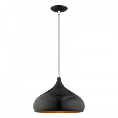 1 Light Shiny Black Single Pendant Pendant Livex