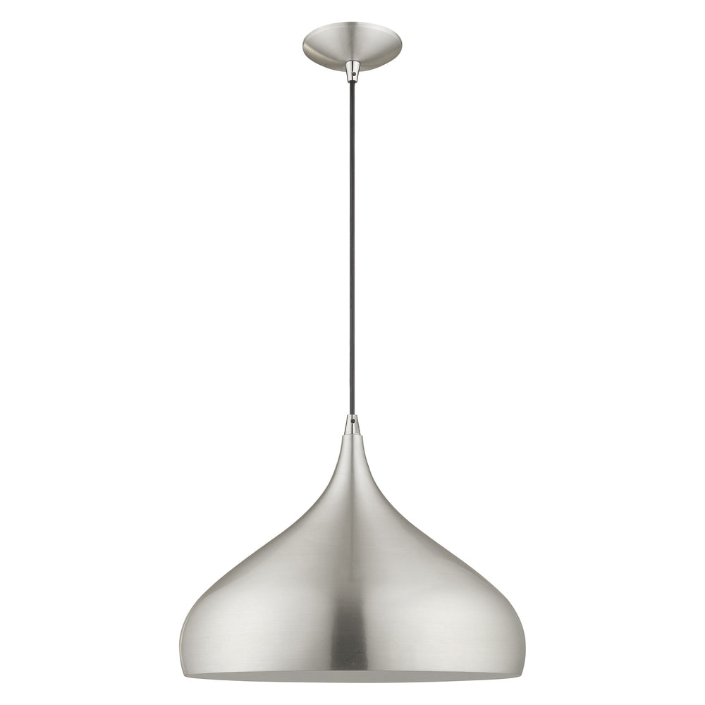 1 Light Brushed Aluminum Single Pendant Pendant Livex