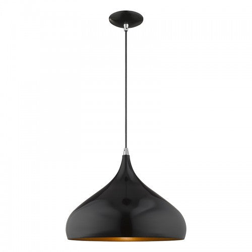 1 Light Shiny Black Single Pendant Pendant Livex