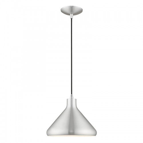 1 Light Brushed Aluminum Single Pendant Pendant Livex