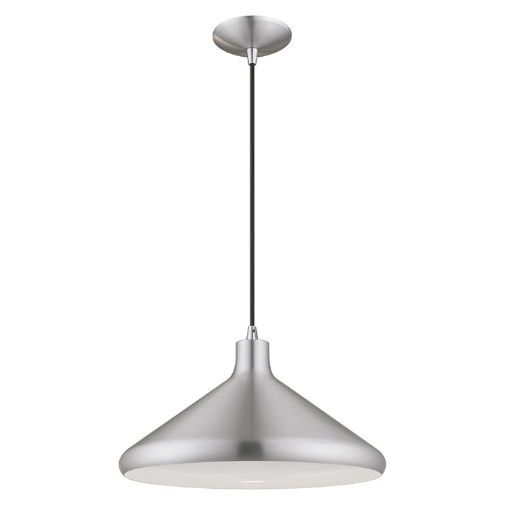1 Light Brushed Aluminum Single Pendant Pendant Livex