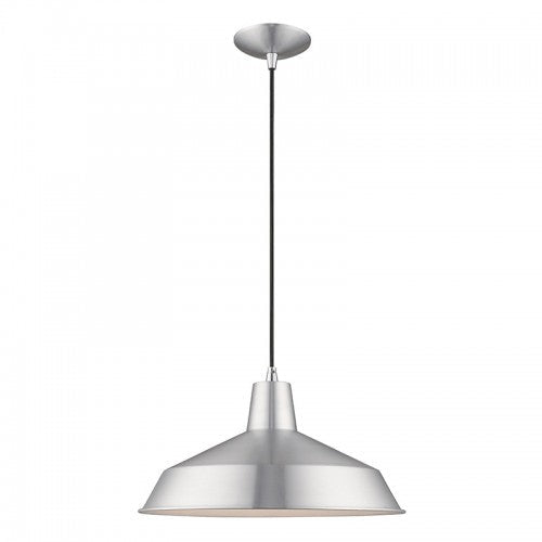 1 Light Brushed Aluminum Single Pendant Pendant Livex