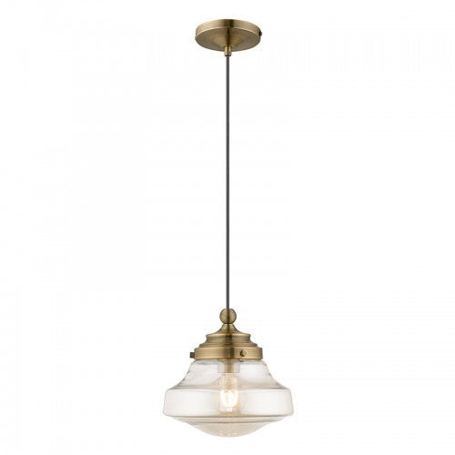 1 Light Antique Brass Single Pendant Pendant Livex