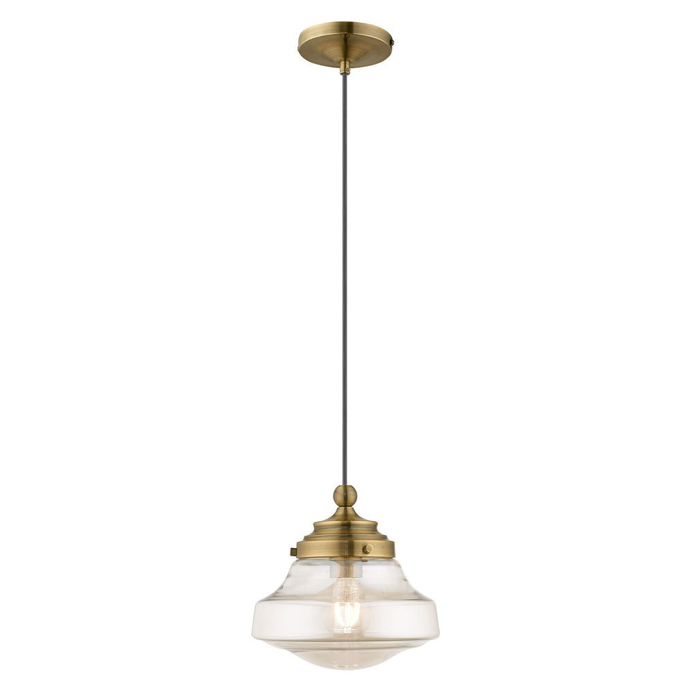 1 Light Antique Brass Single Pendant Pendant Livex