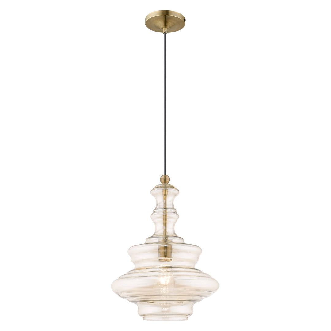 1 Light Antique Brass Single Pendant Pendant Livex
