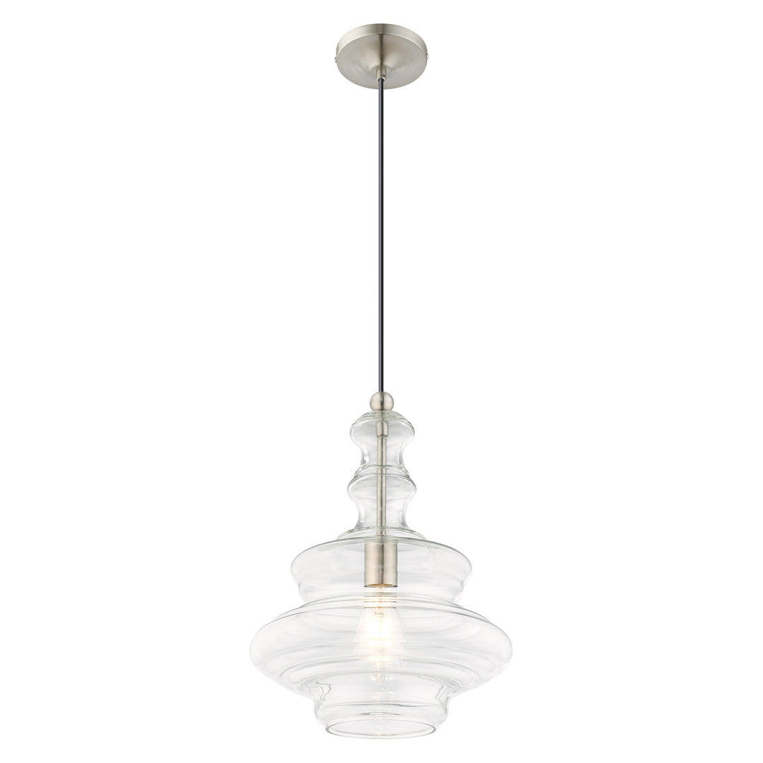 1 Light Brushed Nickel Single Pendant Pendant Livex