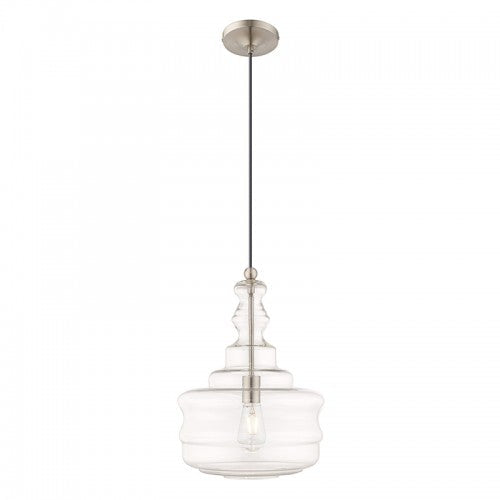 1 Light Brushed Nickel Single Pendant Pendant Livex