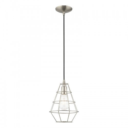 1 Light Brushed Nickel Single Pendant Pendant Livex