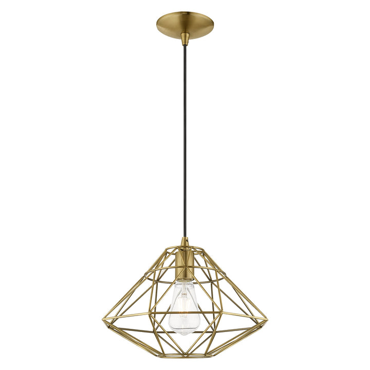 1 Light Antique Brass Single Pendant Pendant Livex
