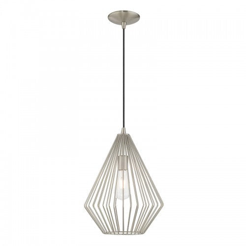 1 Light Brushed Nickel Single Pendant Pendant Livex