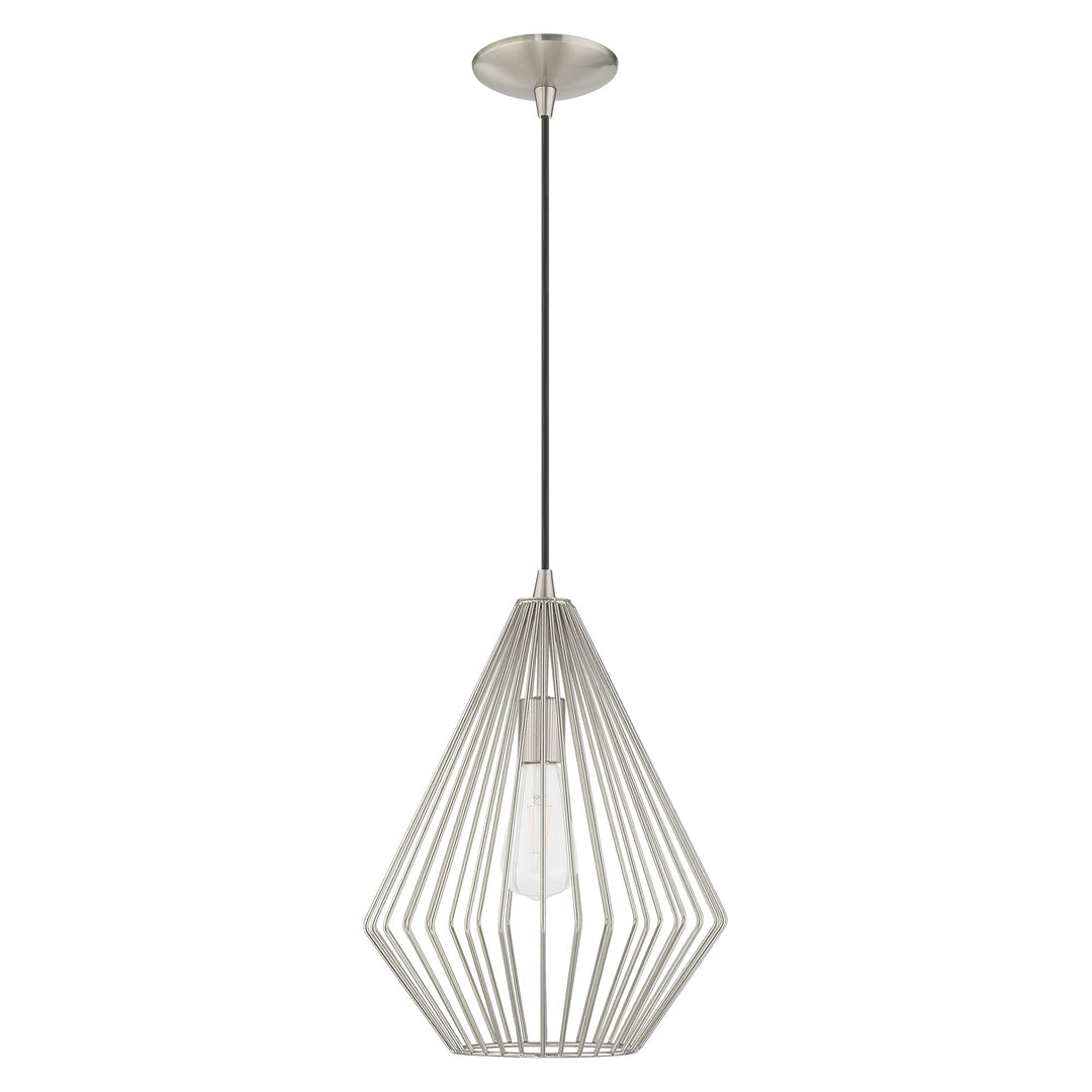 1 Light Brushed Nickel Single Pendant Pendant Livex