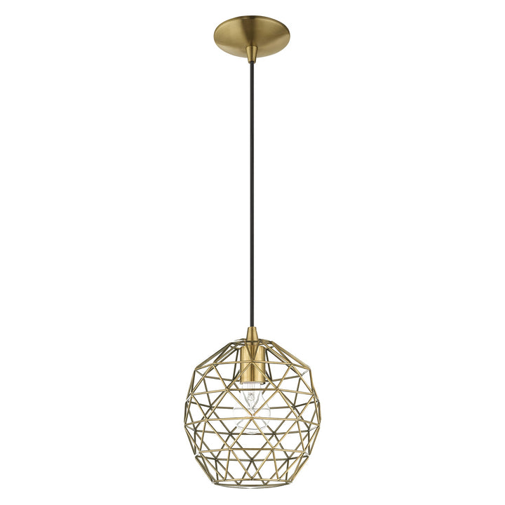 1 Light Antique Brass Single Pendant Pendant Livex
