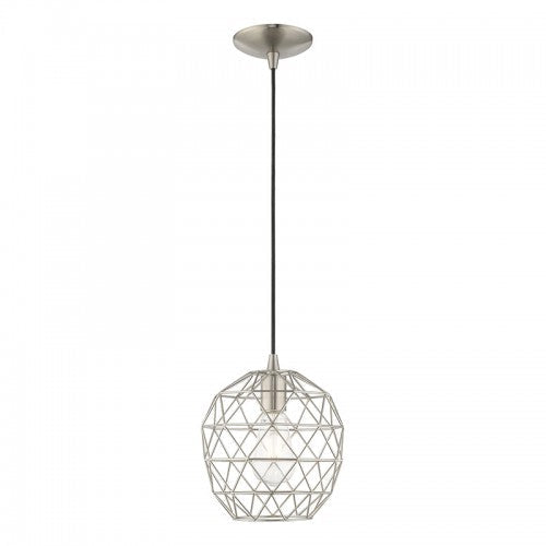 1 Light Brushed Nickel Single Pendant Pendant Livex