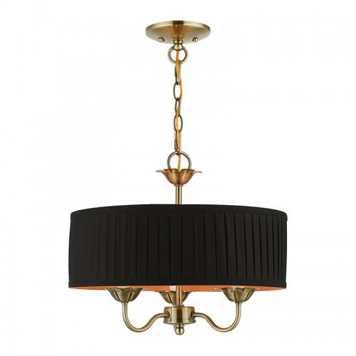 3 Light Antique Brass Pendant Chandelier Livex