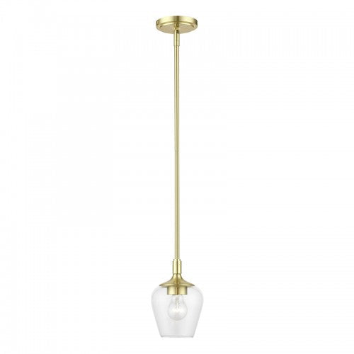 1 Light Satin Brass Single Pendant Pendant Livex