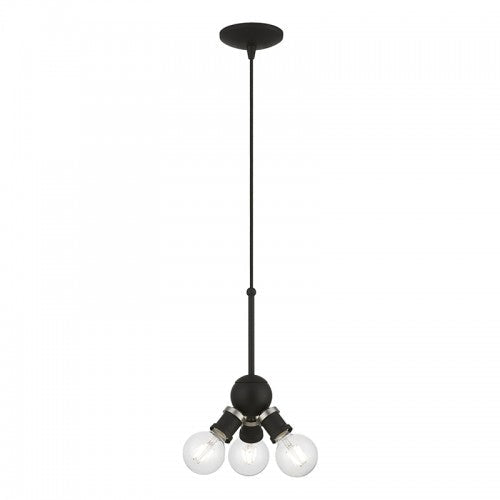 3 Light Black with Brushed Nickel Accents Pendant Pendant Livex