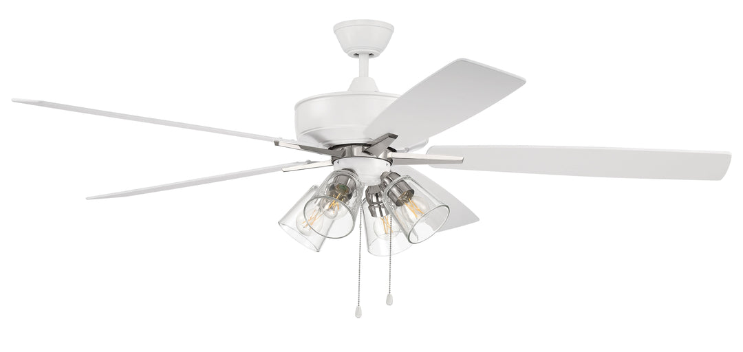 Antique Hardware 60" Super Pro 104 in White/Polished Nickel w/ White/Washed Oak Blades Ceiling Fan