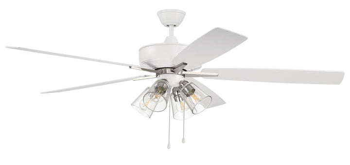 Antique Hardware 60" Super Pro 104 in White/Polished Nickel w/ White/Washed Oak Blades Ceiling Fan