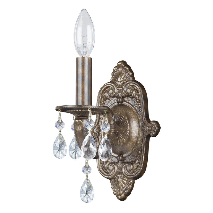 Crystorama Crystorama Paris Market 1 Light Rose Crystal Antique White Sconce