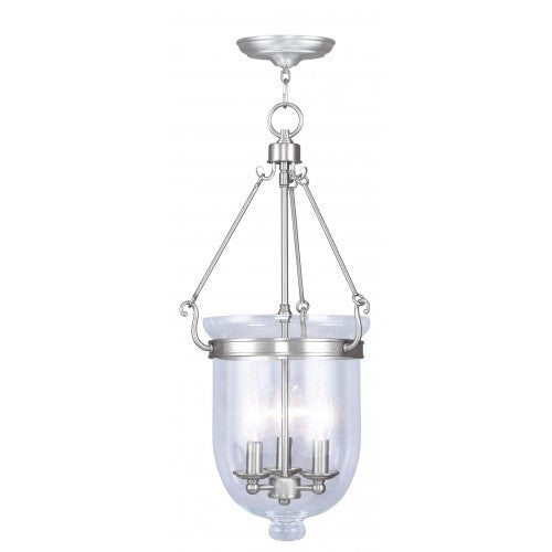 3 Light Brushed Nickel Chain Lantern Pendant Livex