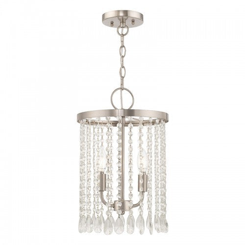 2 Light Brushed Nickel Single Pendant Pendant Livex