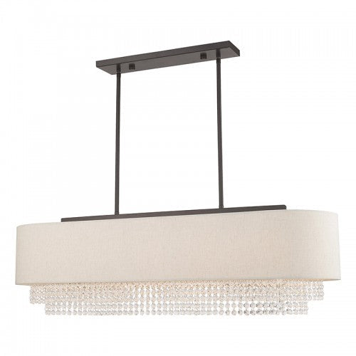 5 Light English Bronze Linear Chandelier Livex