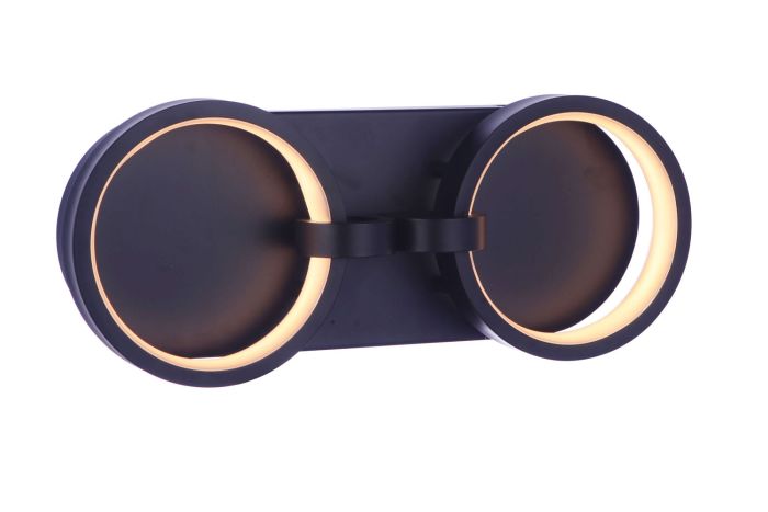 Antique Hardware Context 2 Light LED Vanity in Flat Black Bath and Vanity