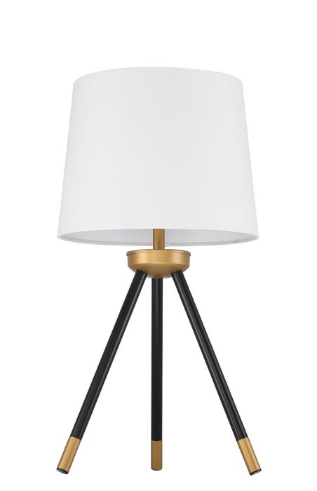 ##Antique Hardware## 1 Light Metal Tri-Pod Base Table Lamp in Painted Black/Gold (2 Pack)
