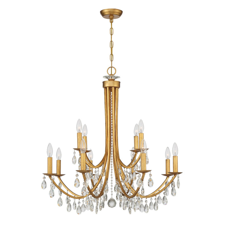 Crystorama Crystorama Bridgehampton 12 Light Spectra Crystal Antique Gold Chandelier